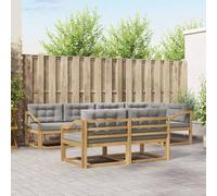 Teenpull Juego de 6 sofás para exteriores, color blanco, gris claro, poliéster, juego de muebles de jardín, con sofá modular para terraza y jardín, salón relajado y disposición flexible