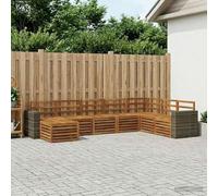 Teenpull Juego de 8 sofás de exterior de madera maciza de acacia natural, resistente a la intemperie, con sofá, taburete, reposabrazos, conjunto modular para patio, comedor, jardín y salón