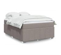 Teenpull Juego de cama con somier con colchón de muelles ensacados y colchón, cama acolchada de tela en color topo de 160 x 200 cm, marco de cama estable para un sueño reparador en el dormitorio.