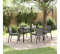 Teenpull Juego de comedor de jardín de 5 piezas, acero con recubrimiento de polvo gris con 4 sillas y mesa, 140 x 70 cm, resistente a la intemperie, fácil de limpiar, moderno, para terraza, balcón