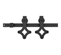 Teenpull Juego de herrajes para puerta corredera de 200 cm, acero pulverizado, color negro, con ruedas, tope de puerta, guía de suelo, para puertas de 70 - 100 cm de ancho, deslizamiento silencioso y