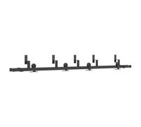 Teenpull Juego de herrajes para puerta corredera de acero con recubrimiento en polvo de 213,5 cm de largo para puertas de granero dobles con ruedas, tope de puerta y guía de suelo, color negro, ideal