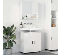 Teenpull Juego de muebles de baño, 2 piezas, color blanco brillante, madera y metal, 61 x 35 x 64 cm, montaje en pared, diseño moderno, espacio de almacenamiento