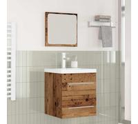 Teenpull Juego de muebles de baño con cajones, 2 piezas, madera recuperada, 41 x 38,5 x 48 cm, montaje en pared, diseño moderno para baño