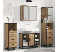 Teenpull Juego de muebles de baño de 4 piezas, roble Artisan, montaje en pared, diseño moderno, amplio espacio de almacenamiento, 80 x 33 x 60 cm, lavabo duradero para su baño