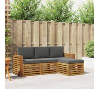 Teenpull Juego de muebles de exterior de 4 piezas con cojín color antracita natural, madera de acacia resistente a la intemperie, 197,5 x 122,5 x 73 cm, para jardín, terraza, salón