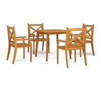 Teenpull Juego de muebles de jardín de madera de acacia maciza, juego de muebles de exterior duradero con mesa y 4 sillas para terraza, balcón y jardín, tratado con aceite