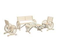 Teenpull Juego de Muebles de jardín de Madera Maciza de Abeto 4 Piezas Banco, 2 sillas, Mesa para terraza, Patio o balcón diseño Adirondack cómodo y Resistente para Ocio y reunión al Aire Libre