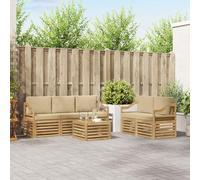 Teenpull Juego de muebles de jardín de madera maciza de acacia con mesa y sillas, resistente a la intemperie, para terraza y salón, diseño moderno para un cómodo grupo de asientos y duradero