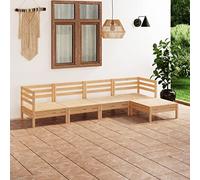 Teenpull Juego de Muebles de jardín Madera Maciza de Pino 5 Piezas Conjunto Exterior Modular con sofá rinconera y Mesa para terraza Patio balcón, Resistente para Ocio y Descanso en Verano