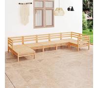 Teenpull Juego de Muebles de jardín Madera Maciza de Pino 7 Piezas Conjunto Modular con sofá rinconera reposapiés Mesa para terraza Patio balcón Comedor Ocio Exterior