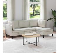 Teenpull Juego de muebles de salón con cojines, juego de 4 piezas de salón en terciopelo crema, con espacio de almacenamiento, marco de madera contrachapada, 210 x 140 x 82 cm, para interior y salón
