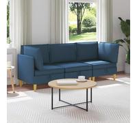 Teenpull Juego de muebles de salón con espacio de almacenamiento y cojines, juego de 3 piezas de sofá de tela azul modular con marco de madera contrachapada resistente, fundas extraíbles, ideal para