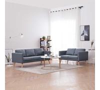 Teenpull Juego de sofá de 2 plazas y 3 plazas, tela gris oscuro, estructura de madera, acolchado cómodo, fundas de almohada extraíbles, juego de muebles de salón resistente