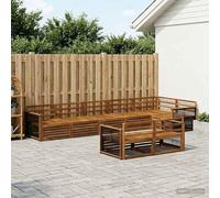Teenpull Juego de sofá de 8 piezas de madera maciza de acacia natural con diseño de lamas, resistente a la intemperie, conjunto modular para patio y jardín, reposabrazos cómodos