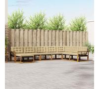 Teenpull Juego de sofá de 8 piezas para exteriores con cojines de madera maciza de acacia y textileno en color beige natural, 406 x 247,5 x 73 cm, para jardín, salón y terraza, cómodo y duradero