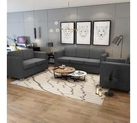 Teenpull Juego de sofá de tres piezas, tela gris oscuro, diseño moderno para salón y oficina, marco de madera resistente, fundas de almohada extraíbles, juego de 1, 2 y 3 sofás