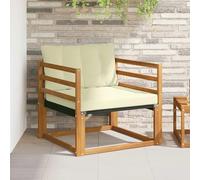 Teenpull Juego de sofá exterior de madera maciza de acacia y textileno, módulo Lounge, parte central con acolchado y respaldo, resistente a la intemperie, para terraza, balcón, jardín de invierno