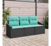 Teenpull Juego de sofá Modular de ratán sintético Negro con Cojines para jardín terraza Patio Comedor Exterior con Mesa Ajustable y Compartimentos de almacenaje Resistente a UV y Clima