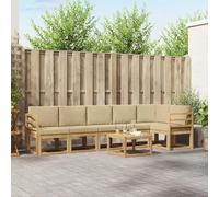 Teenpull Juego de sofás de exterior de 7 piezas con cojines de poliéster blanco y beige, juego de jardín con mesa, conjunto de asientos para terraza y jardín, muebles modulares para disposición de