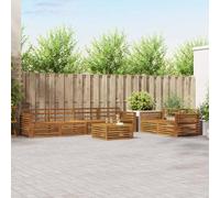 Teenpull Juego de sofás de exterior de 7 piezas de madera maciza de acacia natural, resistente a la intemperie, 79 x 79 x 37 cm, con mesa, conjunto de asientos para jardín, terraza, salón y momentos