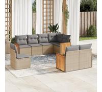 Teenpull Juego de sofás de jardín Beige con Cojines extraíbles 8 Piezas ratán PE Resistente para terraza Patio balcón Modular con diseño cómodo y fácil Mantenimiento
