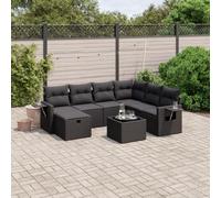 Teenpull Juego de sofás de jardín de 8 piezas, color negro, resistente ratán sintético con cojines, juego de salón modular para patio, balcón y terraza, muebles de exterior duraderos