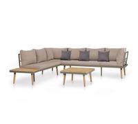Teenpull Juego Muebles jardín Madera Maciza Acacia 4 Piezas con Cojines sofá rinconera Mesa Centro para terraza Patio balcón Comedor Descanso Ocio reunión Resistente