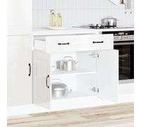 Teenpull Kalmar - Armario bajo de cocina (80 x 46 x 81,5 cm, patas ajustables para despensa, aparador, buffet y cocina), color blanco brillante