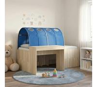 Teenpull Kids Bed Frame with Tunnel, Artisan Oak and Blue, Engineered Wood Structure, Integrated Desk, Under Bed Storage, Indoor Use, Bedroom Solution for Two, 203 x 133.5 x 75 cm
