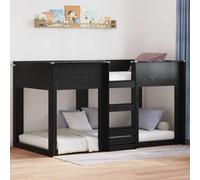 Teenpull Kids Bunk Bed Oak Black 75 x 190 cm Engineered Wood Frame with slatted Support, Space Saving Structure for Bedroom, Easy Clean Finish, Ideal for Children and Guest sleepovers