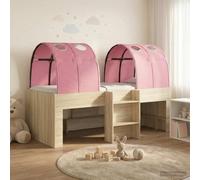 Teenpull Kids Loft Bed with Tunnel in Sonoma Oak and Pink, Engineered Wood Frame, 203 x 111 x 68.5 cm, for One Person, Indoor Bedroom Use, Sturdy Sleeping Base and Easy Assembly