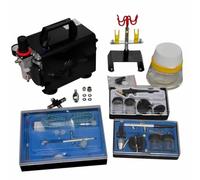 Teenpull Kit completo de aerógrafo profesional con 3 pistolas, mini compresor de pistón, manómetro, filtro de aire, conector de manguera de 3 vías, soporte para limpieza de aerógrafo, soporte ideal