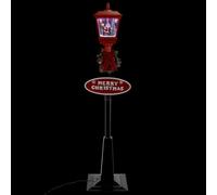Teenpull Lámpara de calle de Navidad con Papá Noel, 180 cm, LED, interior con función de nevada, cartel de Merry Christmas 19 LED, corona, melodía, adaptador, cable, material de montaje, duradero