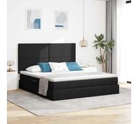 Teenpull LED Storage Bed with Mattress, Black upholstered 180 x 200 cm, Gas Lift Base, Adjustable headboard, Under Bed Storage, USB Light Strips, for Bedroom, 2 Person