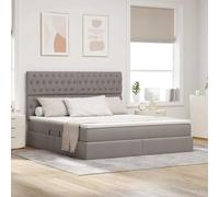 Teenpull LED Storage Bed with Mattress, Taupe Fabric, 160 x 200 cm, Gas Lift Base, Adjustable headboard, USB Lighting, Hidden Compartment, for Bedroom, Support and Space Saving