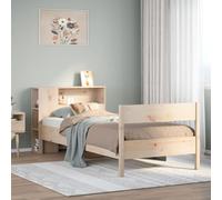 Teenpull Librería cama de 75 x 190 cm de madera maciza de pino con cabecero y espacio de almacenamiento integrado, marco de cama estable para ahorrar espacio, muebles de dormitorio, duradero, sin