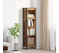 Teenpull Librería con aspecto de madera antigua, 40 x 30 x 155 cm, material de madera, 3 estantes, diseño industrial estantería de pie para salón, oficina, dormitorio, resistente y duradera