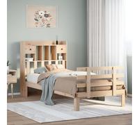 Teenpull Librería de 75 x 190 cm de madera maciza de pino sin tratar, con cabecero de estante integrado y prácticos cajones para muebles de dormitorio