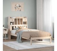 Teenpull Librería de madera maciza de pino, 75 x 190 cm, marco individual con cabecero, estructura de cama sin colchón, muebles para dormitorio, habitación juvenil con espacio de almacenamiento