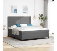 Teenpull Light Gray LED Box Spring Bed Frame with Adjustable Headboard, 180 x 200 cm Velvet Upholstery, Pocket Spring Mattress, USB RGB Lighting for Bedroom Comfort and Indoor Sleep Support