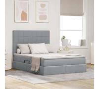 Teenpull Light Gray LED Storage Bed Frame with Mattress, 140 x 200 cm, Gas Lift Base, Adjustable headboard, Wooden Structure, Under Bed Storage, USB Ambient Lighting, Indoor Bedroom Use
