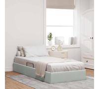 Teenpull Light Gray Ottoman Bed Frame 90 x 200 cm Velvet Metal Platform Lift Up Storage Support for Bedroom, Easy Assembly, 140 kg Load, Indoor Use