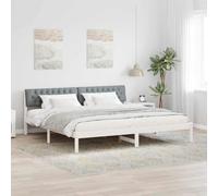 Teenpull Light Gray Pine Bed Frame with Wall Mounted Headboard, 200 x 200 cm, Slatted Base, 200 kg Capacity, Contemporary Bedroom Support for Adult and Guest Rest