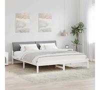 Teenpull Light Gray Pine Wood Bed Frame with headboard, 180 x 200 cm Platform Base, slatted Support, Modern Bedroom Frame, Durable Sleep Foundation for Adult Guest Room, Space Saving Design