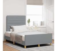 Teenpull Light Gray upholstered Bed Frame with headboard, 120 x 200 cm Platform Base, Sturdy Support for Mattress, Minimalist Bedroom Design, Easy Assembly for Home Sleep Comfort