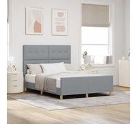 Teenpull Light Gray Upholstered Bed Frame with Headboard, 140 x 200 cm Platform Base, Pine and Engineered Wood, Minimalist Bedroom Support for Two, Indoor Assembly