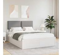 Teenpull Light Gray Upholstered Bed Frame with Headboard Solid Pine Wood Platform Slats No Box Spring 205.5 x 155.5 x 93 cm King Size for Bedroom Comfort and Space Saving