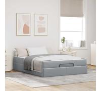 Teenpull Light Gray Upholstered Bed Frame with Mattress, 140 x 200 cm, Storage Drawers, Plywood Structure, Medium Firmness, Indoor Bedroom Use, Modern Platform Sleep Support