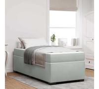Teenpull Light Gray Upholstered Bed Frame with Mattress, 80 x 200 cm Single, Wooden Slatted Base, Fabric, Medium Firm Pocket Spring, Bedroom Comfort for Adult Guest Room Home